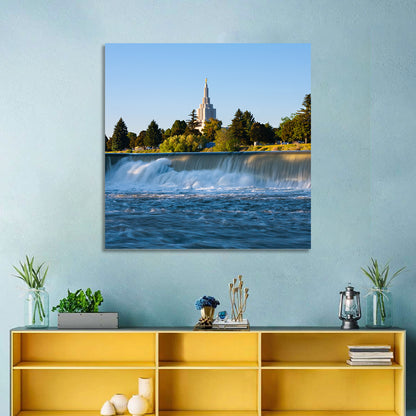 Idaho Falls Temple and Waterfall Wall Art