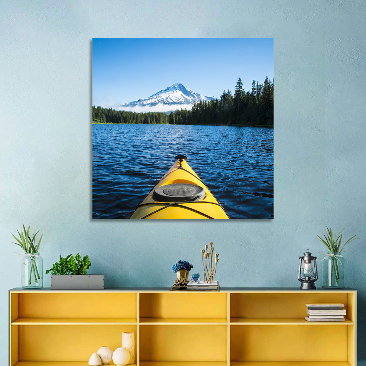 Yellow Kayak at Trillium Lake Wall Art