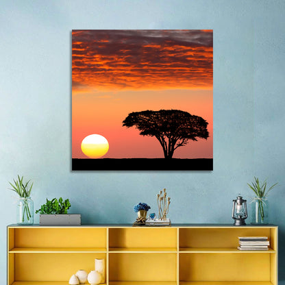 Serengeti Sunset Silhouette Wall Art