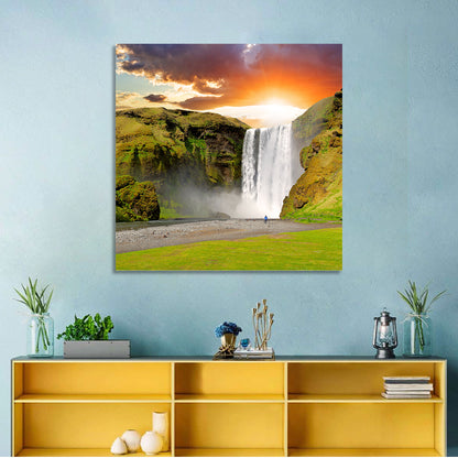 Skógafoss at Sunset Wall Art