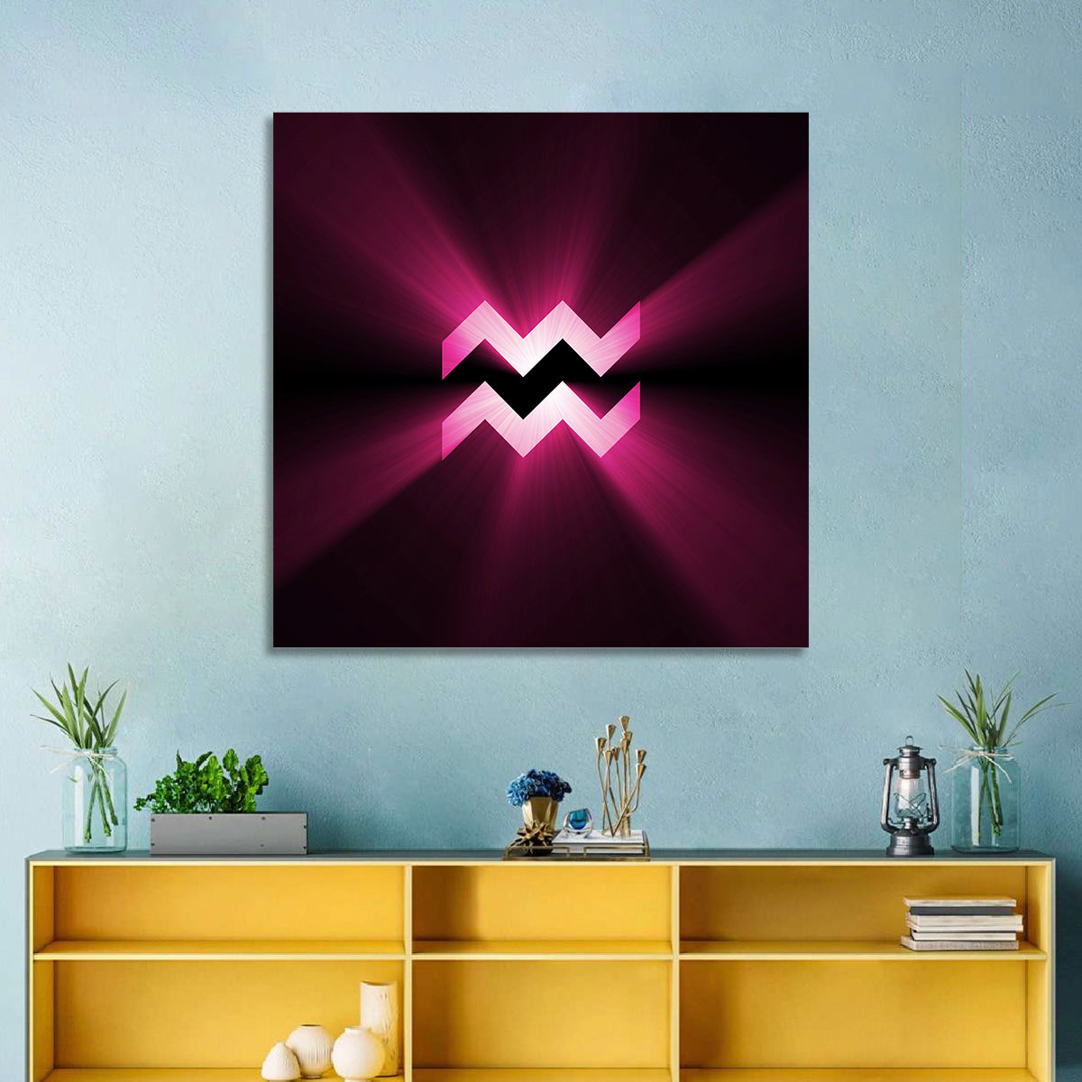 Magenta Aquarius Symbol Wall Art