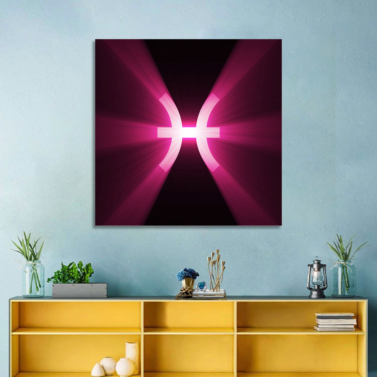 Magenta Pisces Symbol Wall Art