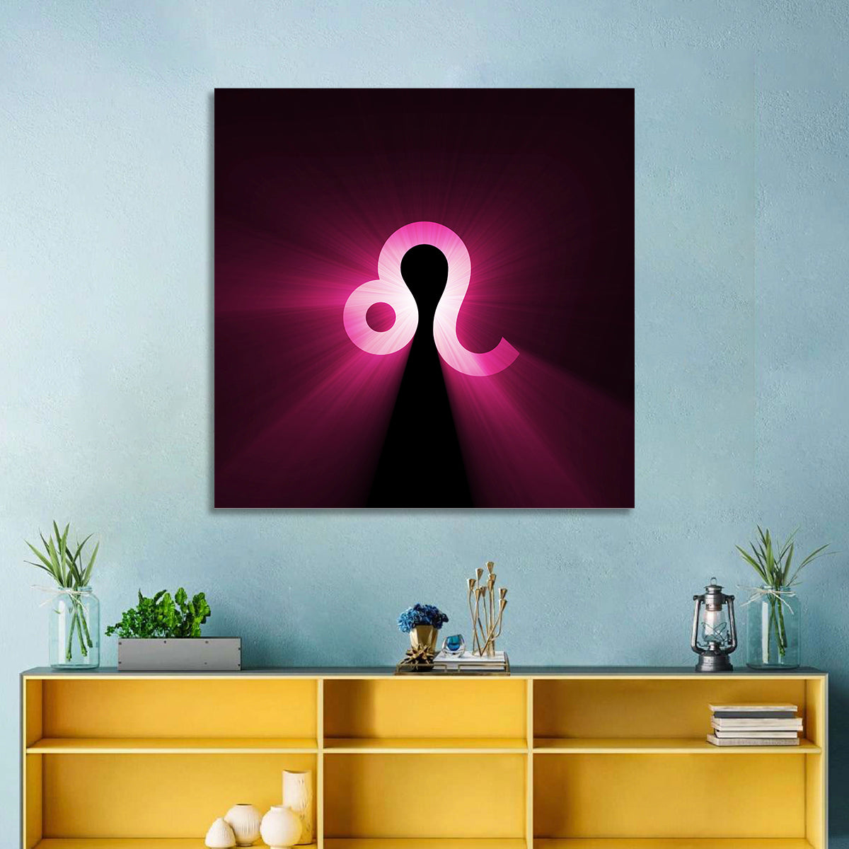 Glowing Magenta Leo Symbol Wall Art