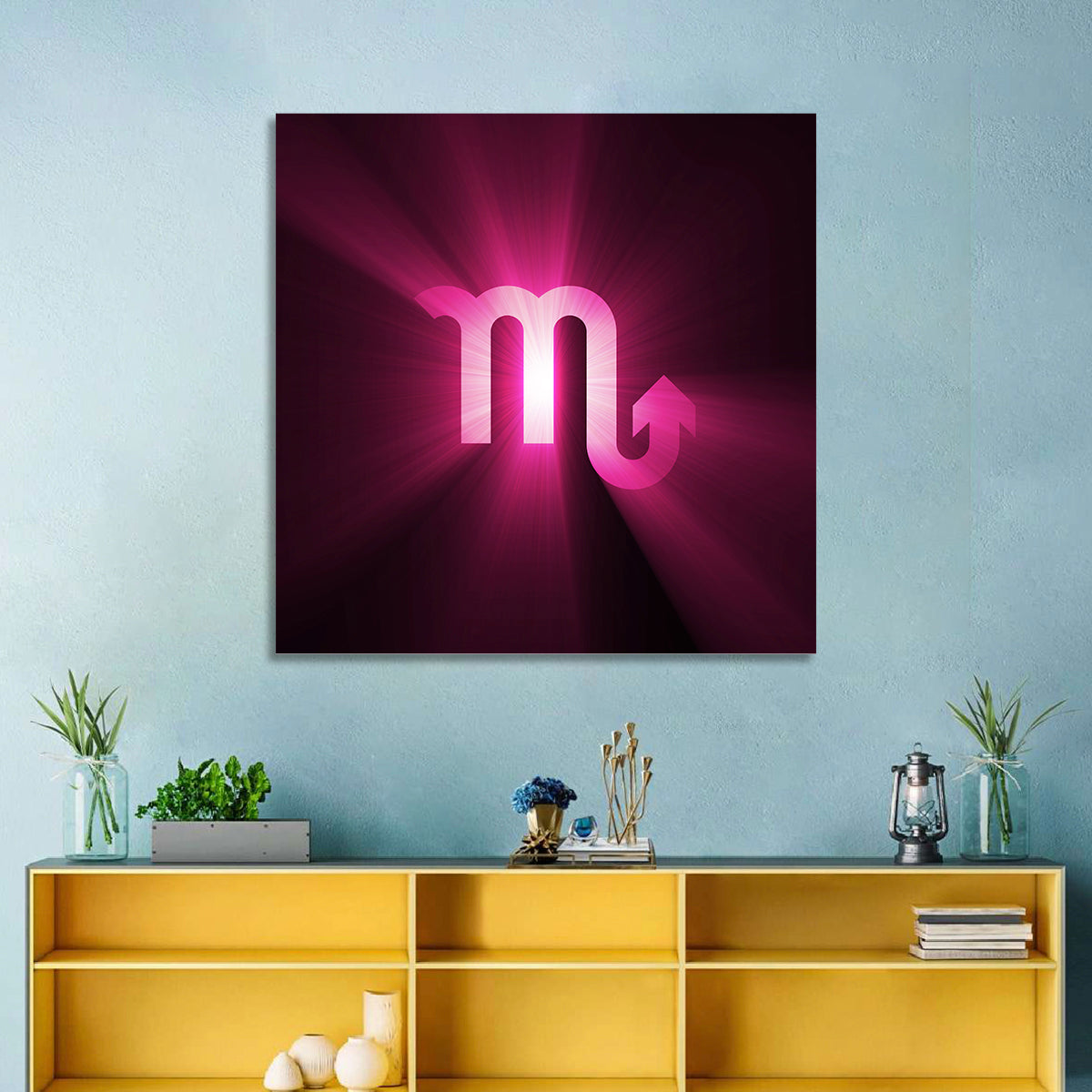 Scorpio Glyph with Magenta Burst Wall Art