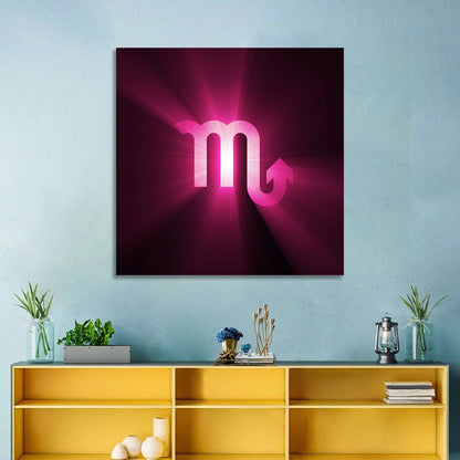 Scorpio Glyph with Magenta Burst Wall Art