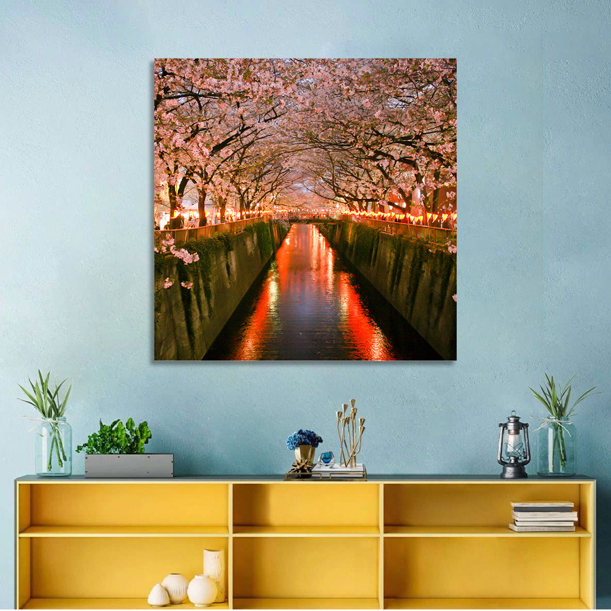 Meguro River Cherry Blossoms Wall Art