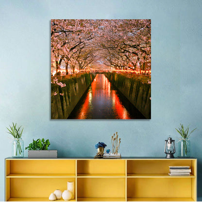 Meguro River Cherry Blossoms Wall Art