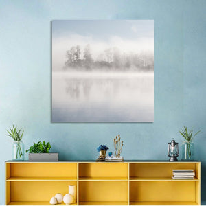 Misty Forest Lake Wall Art