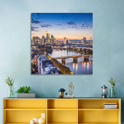 Frankfurt Twilight Skyline Wall Art