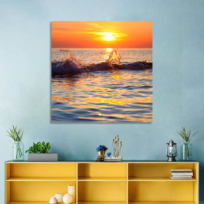 Lake Michigan Sunset Waves Wall Art