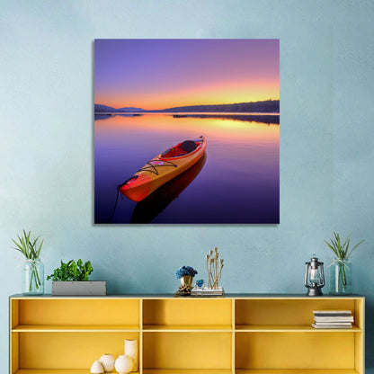 Bright Orange Kayak at Sunset Wall Art