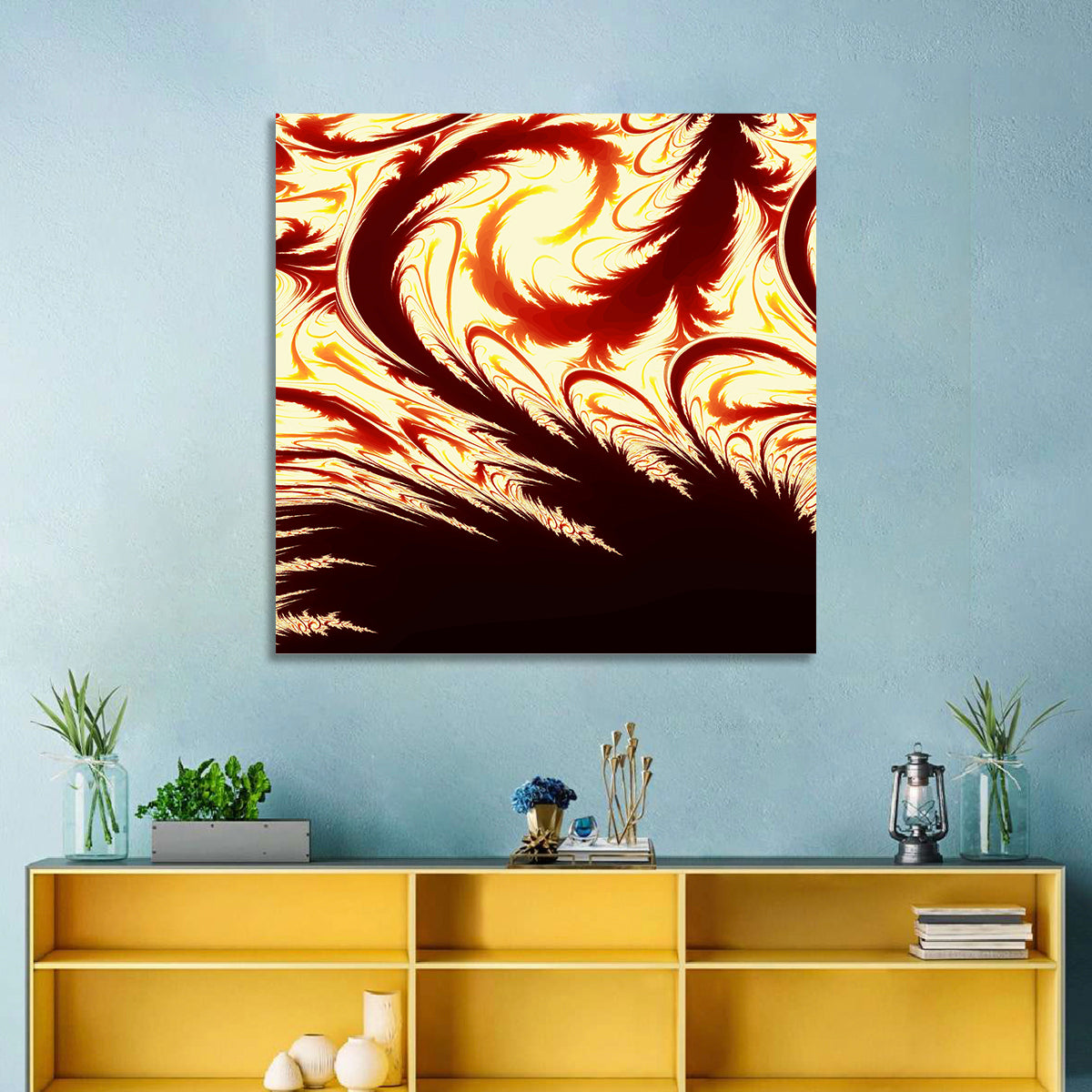 Flying Feathers in Flame Wall Art