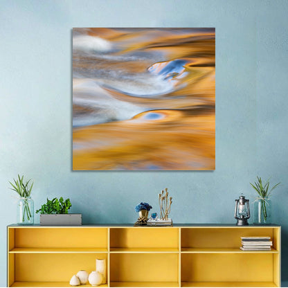 Golden Water Abstraction Wall Art