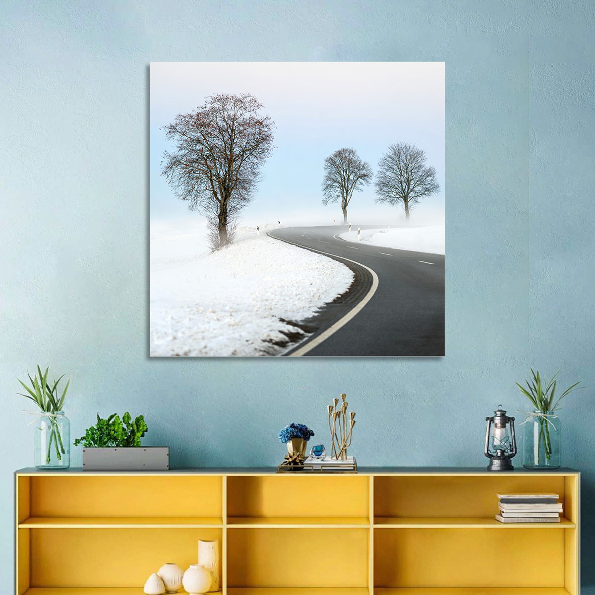 Foggy Winter Road Wall Art