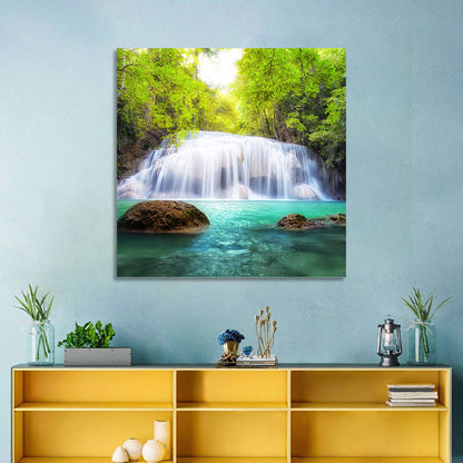 Erawan Falls Turquoise Waterfall Wall Art