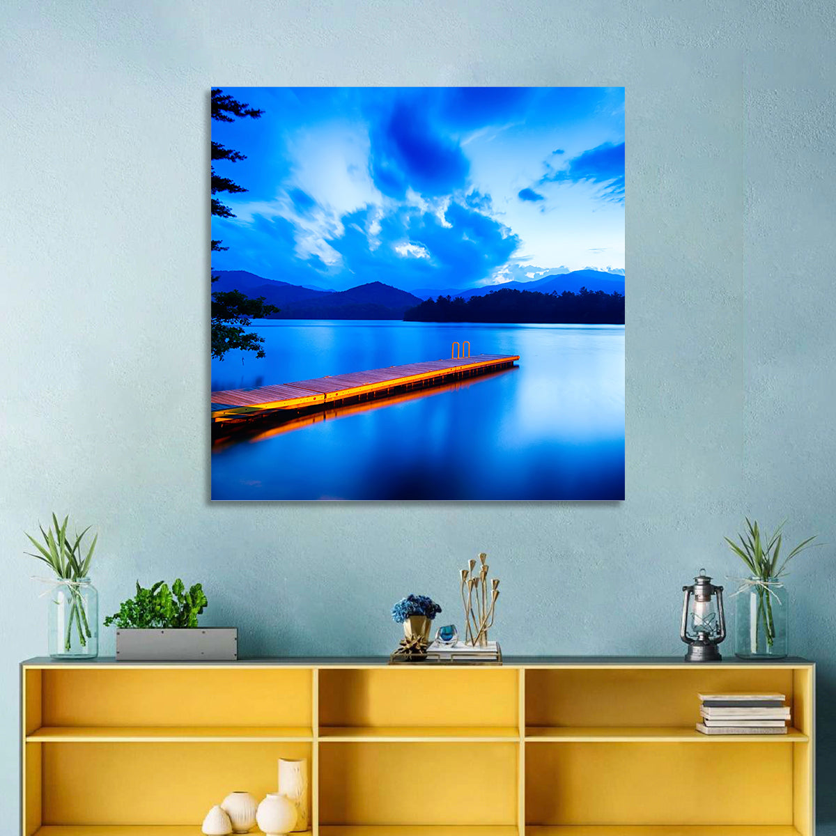 Lake Santeetlah Pier at Dusk Wall Art