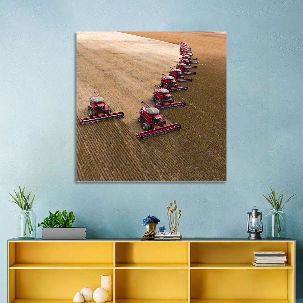 Aerial Soybean Harvest Wall Art