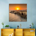 Sunset Over Sea Caves Wall Art