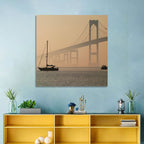 Newport Bridge in Golden Haze Wall Art