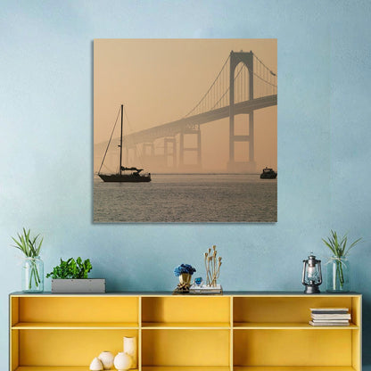 Newport Bridge in Golden Haze Wall Art