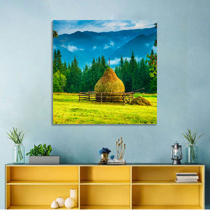 Haystack in Mountain Meadow Wall Art