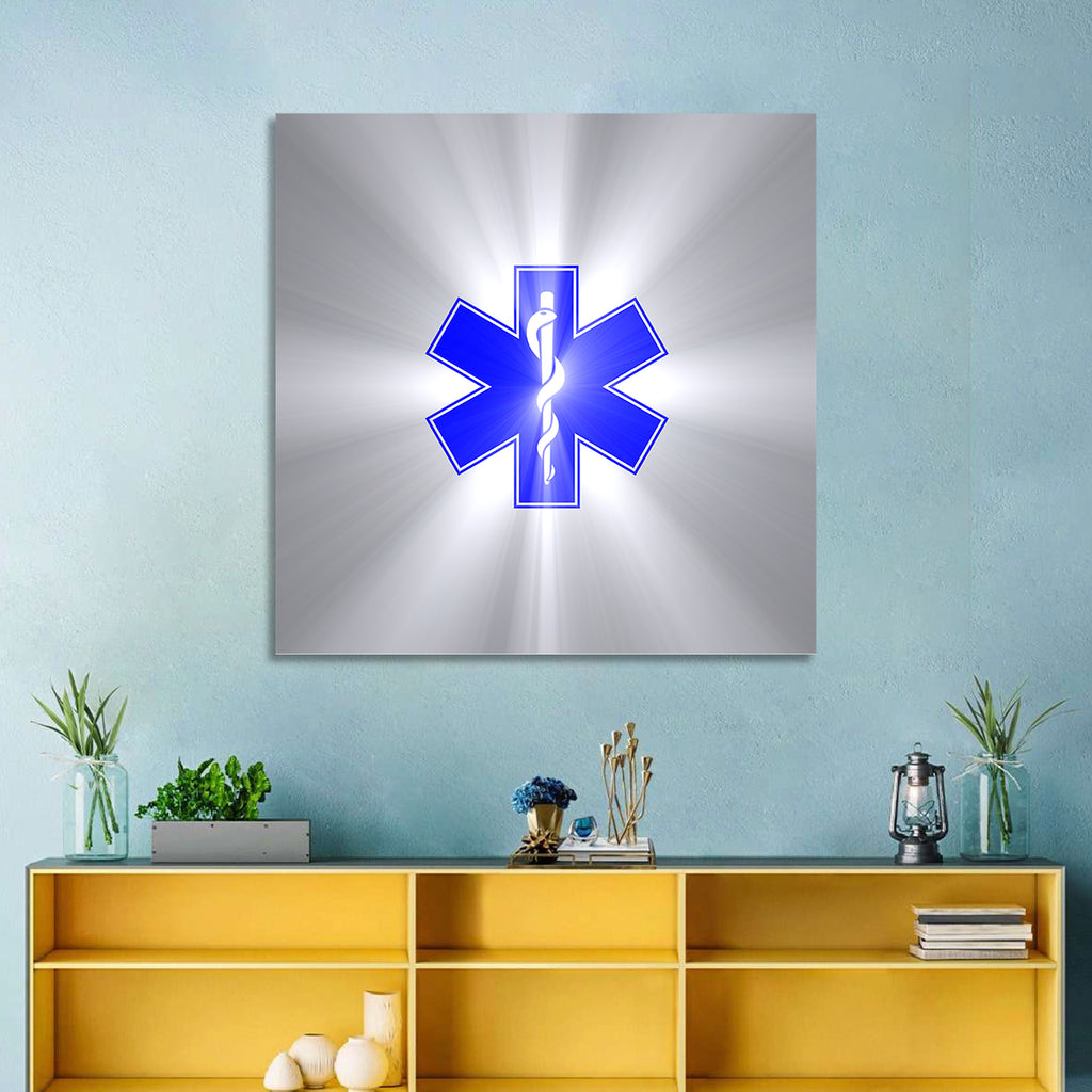 Star of Life with Rod of Asclepius Wall Art