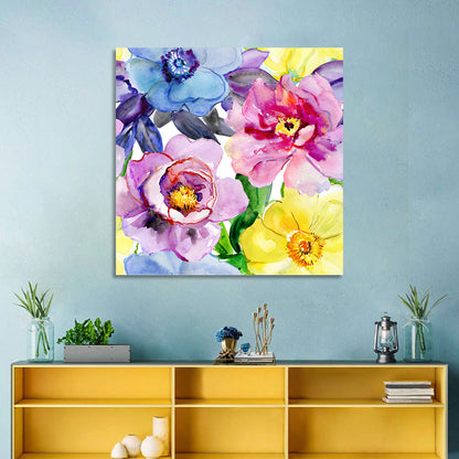 Vibrant Watercolor Floral Arrangement Wall Art