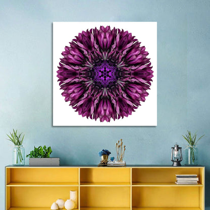 Purple Cornflower Kaleidoscope Mandala Wall Art