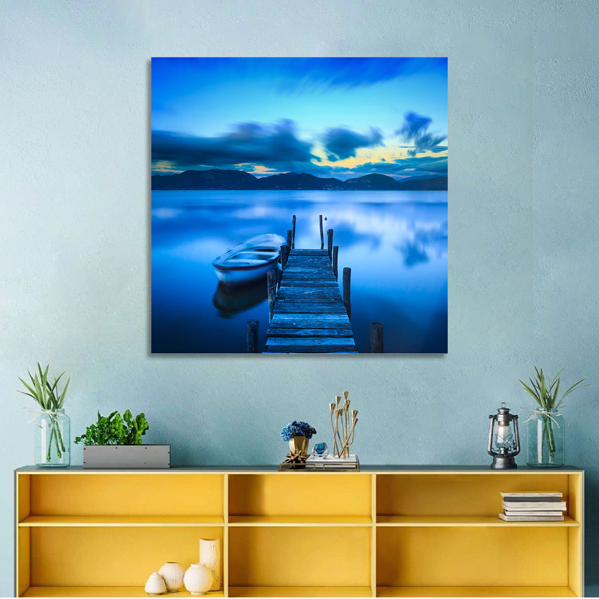 Boat and Wooden Pier Wall Art