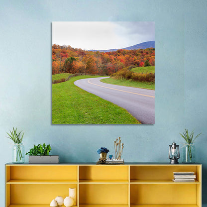 Curving Road Through Autumn Meadow Wall Art