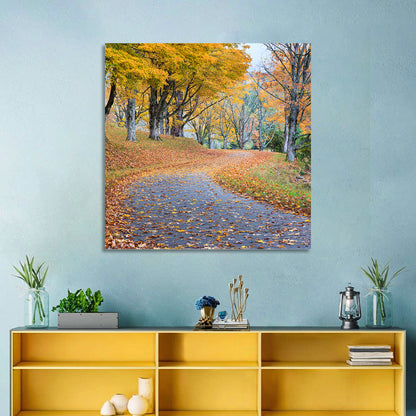Autumn Road with Golden Canopy Wall Art