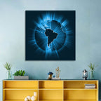 Glowing South America Map Wall Art