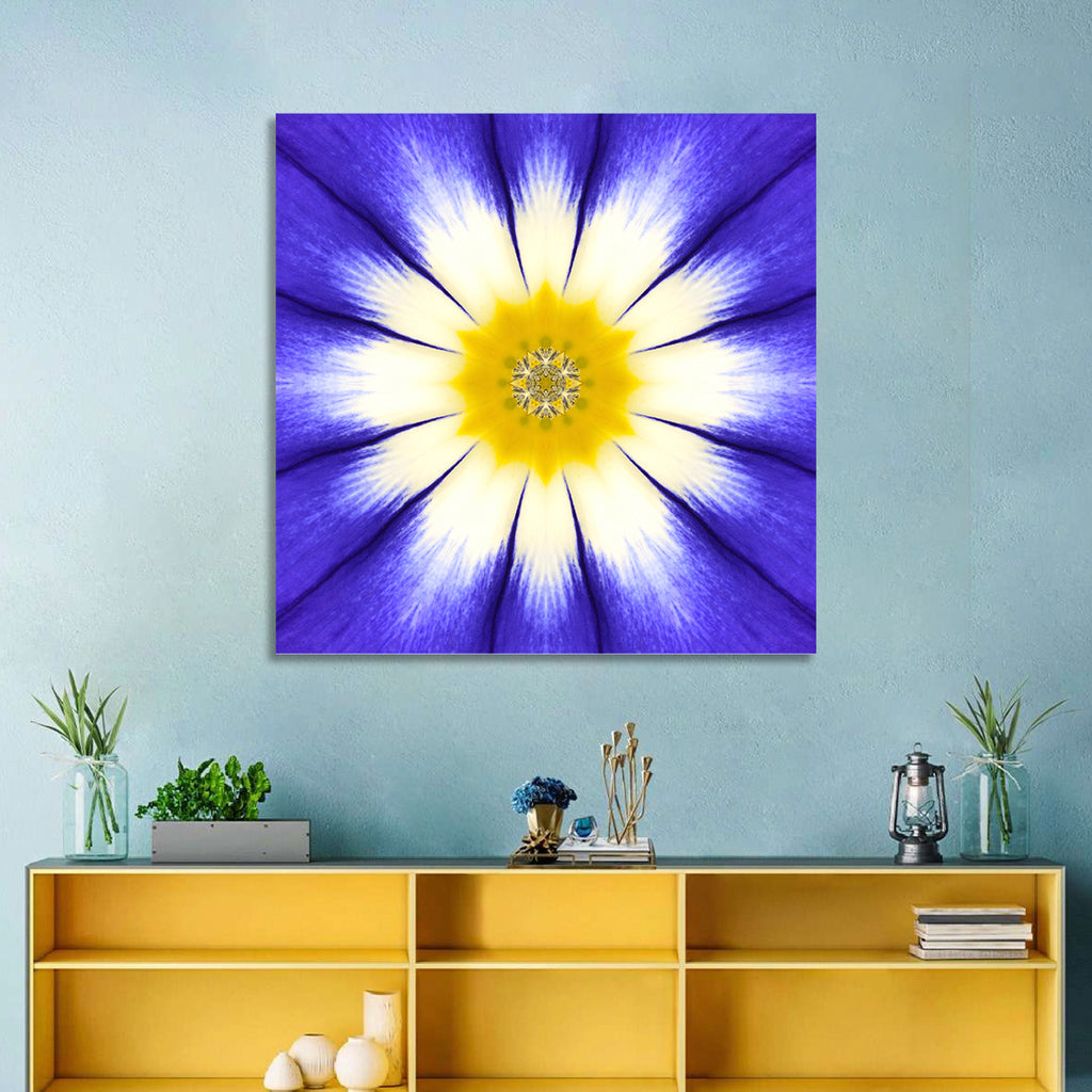 Blue Cornflower Mandala Bloom Wall Art