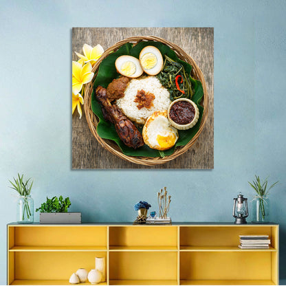 Nasi Campur in Woven Basket Wall Art