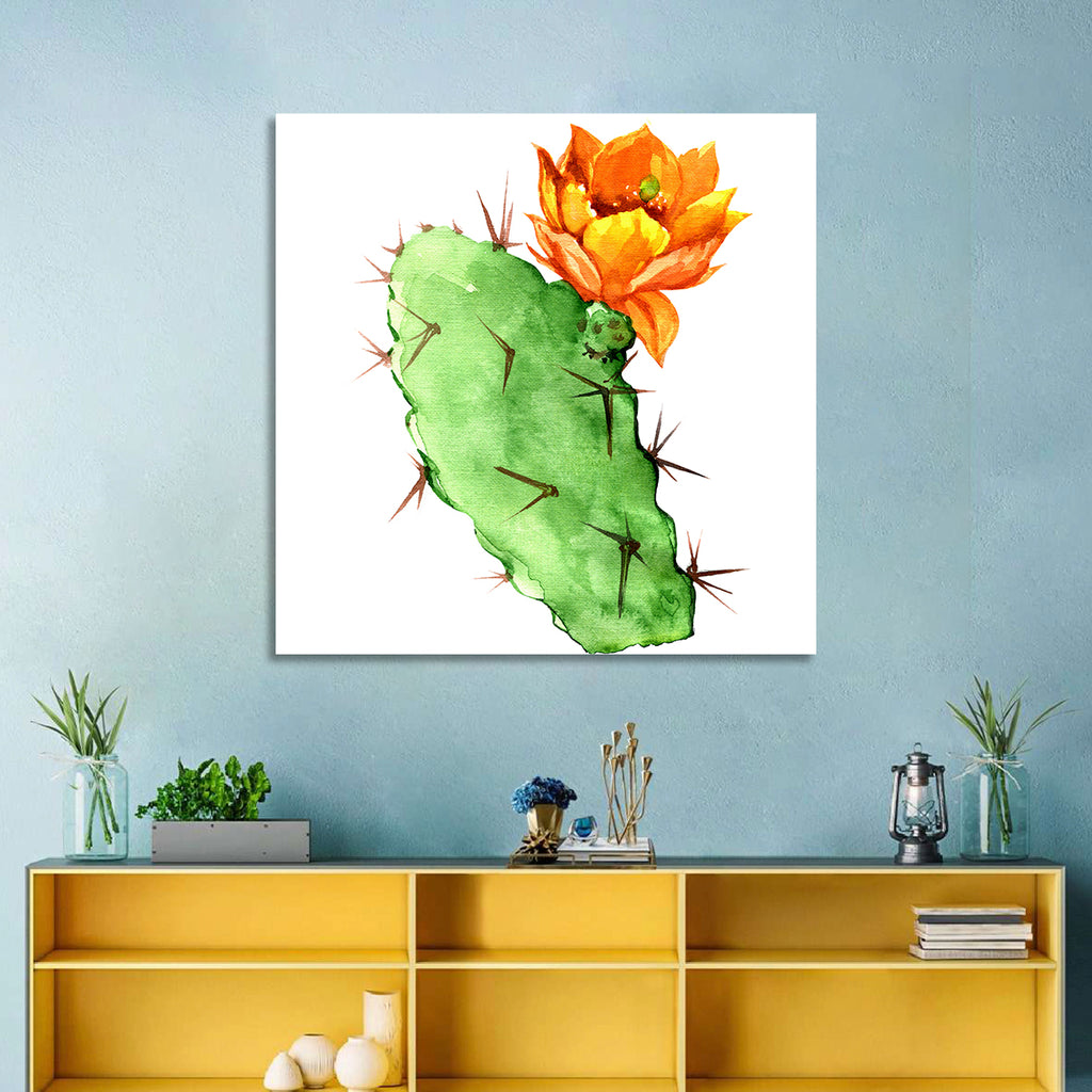 Opuntia Cactus Watercolor Wall Art