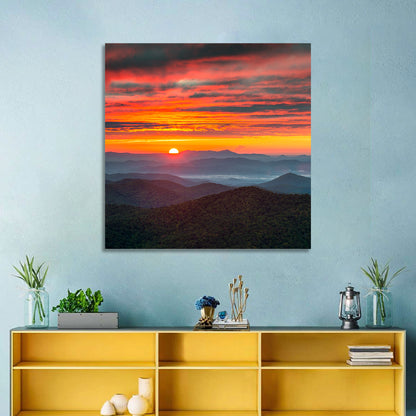 Blue Ridge Sunrise Over Misty Ridges Wall Art