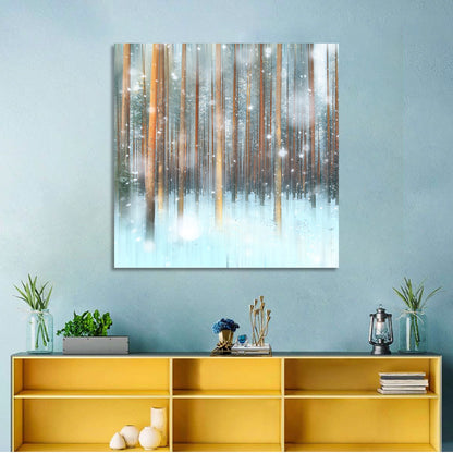 Ethereal Snowy Pine Forest Wall Art