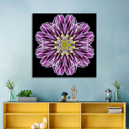 Kaleidoscopic Pink Floral Mandala Wall Art