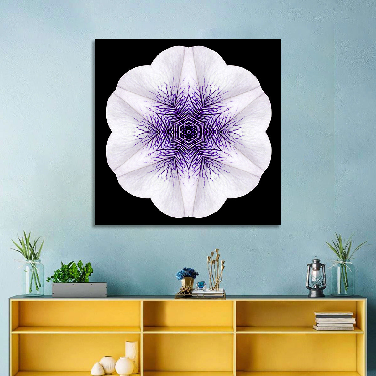 Purple Mandala Flower Kaleidoscope Wall Art
