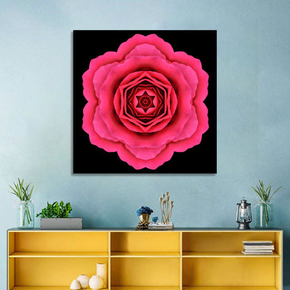 Magenta Rose Mandala Pattern Wall Art