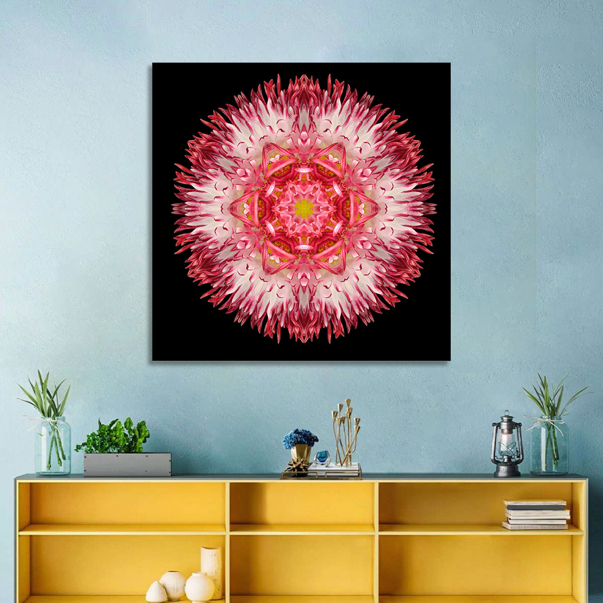 Magenta Chrysanthemum Star Mandala Wall Art