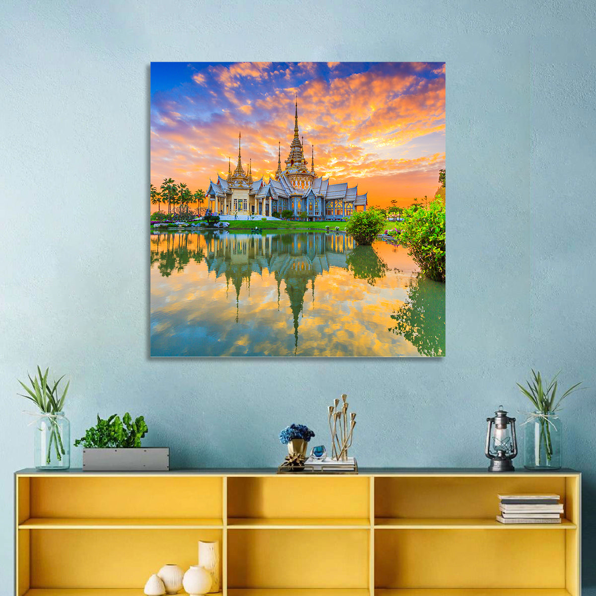 Wat Non Kum Sunset Reflection Wall Art