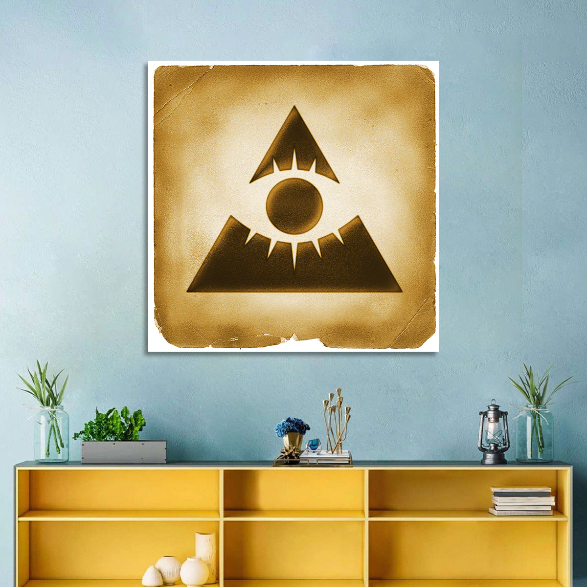 Vintage Eye of Providence Wall Art in a room, square