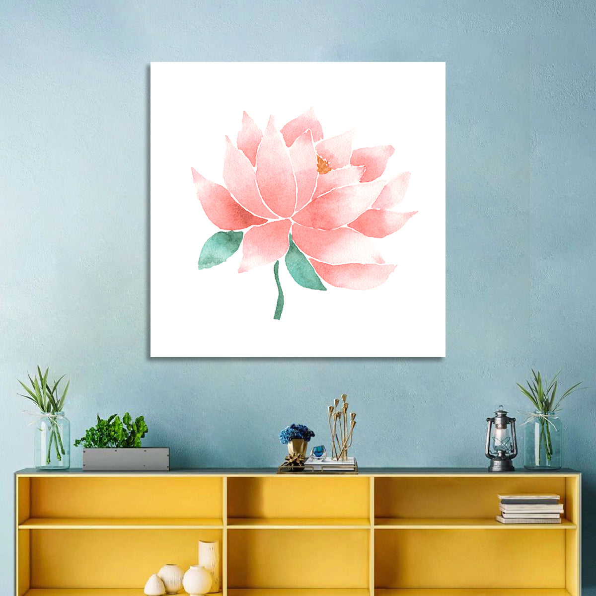 Soft Pink Lotus Watercolor Wall Art
