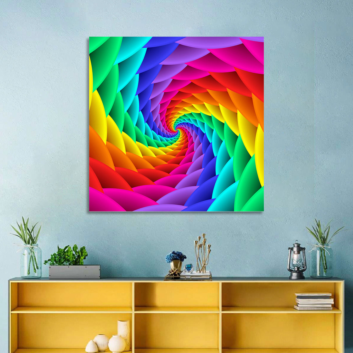 Rainbow Spiral Vortex Tunnel Wall Art