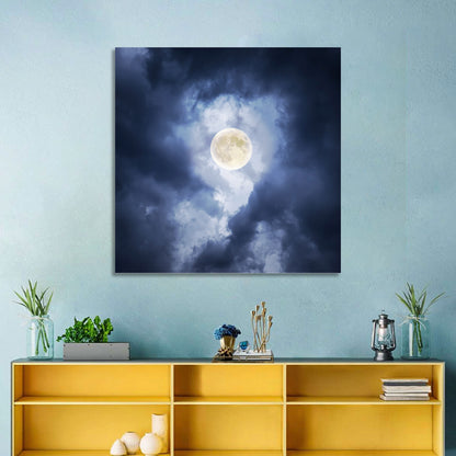 Supermoon Through Storm Clouds Wall Art