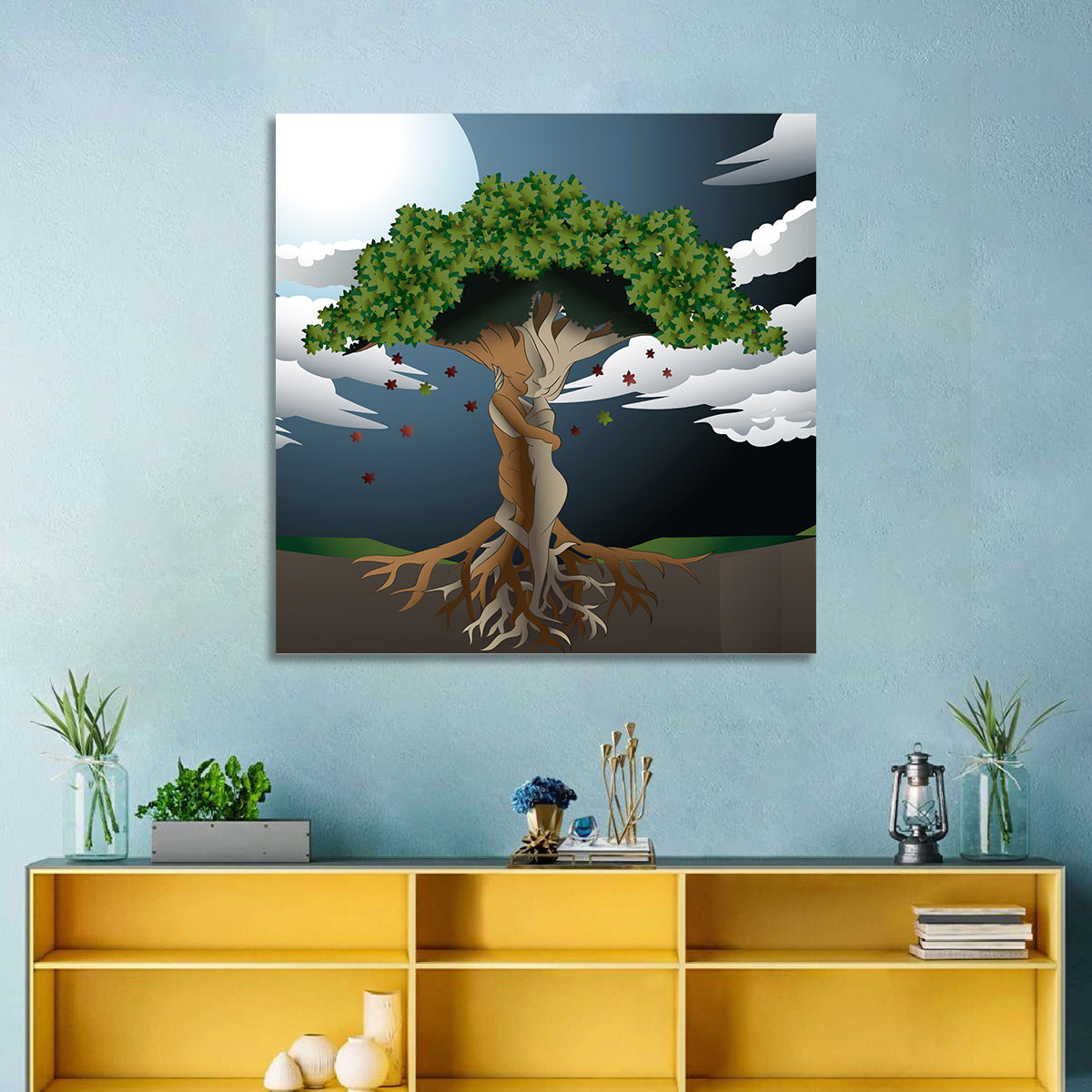 Moonlit Lovers Tree Wall Art