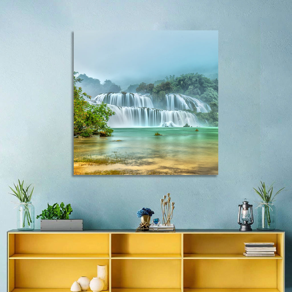 Ban Gioc Waterfalls Misty Morning Wall Art