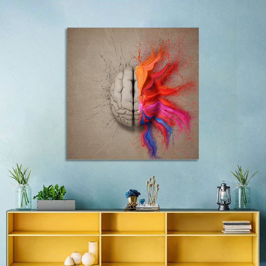 Creative Brain Duality Illustration Wall Art
