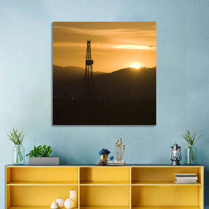 Sunrise Over Drilling Rig Wall Art